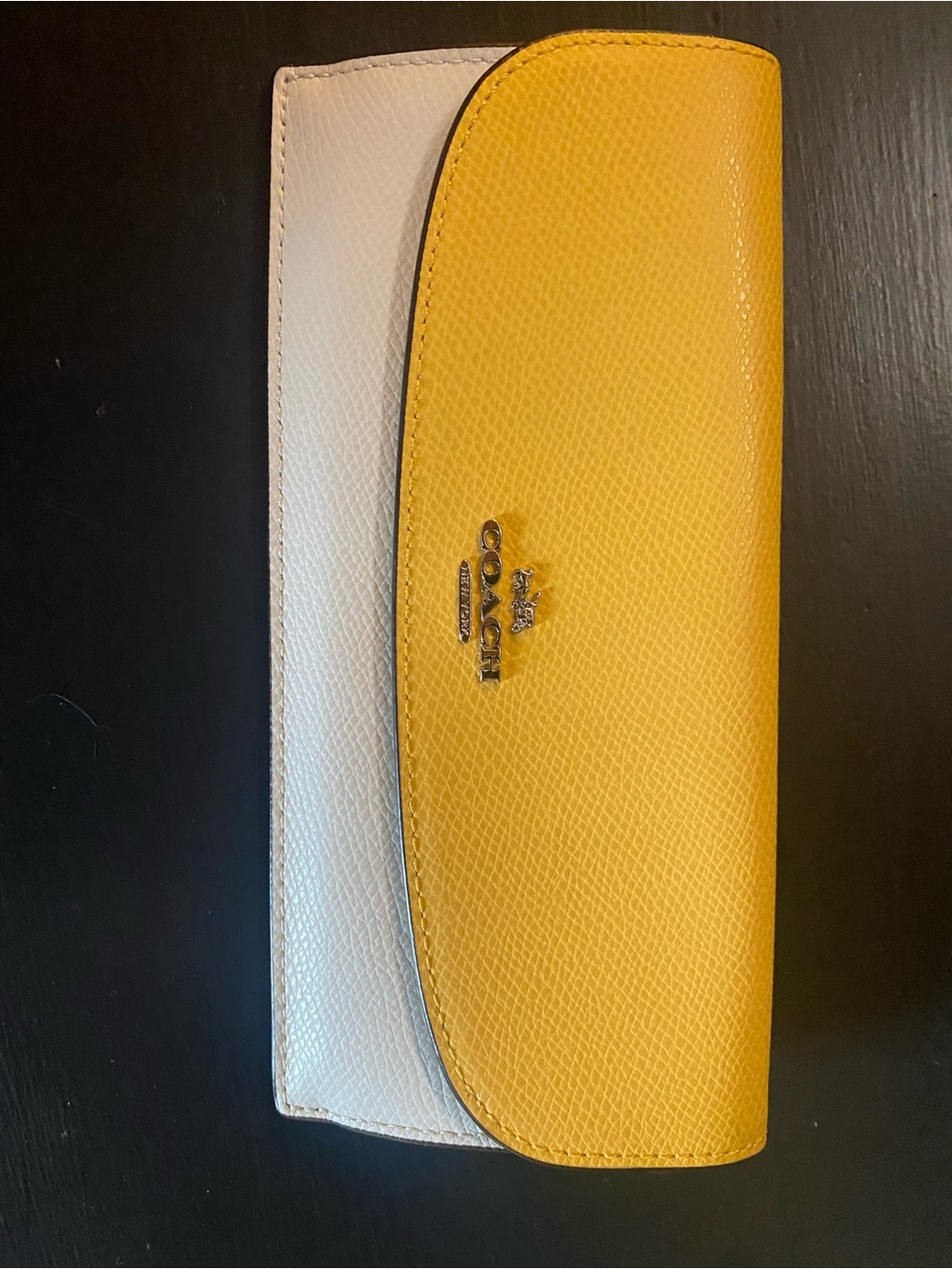 Coach Two-Tone Yellow and White Leather Flap Wallet
